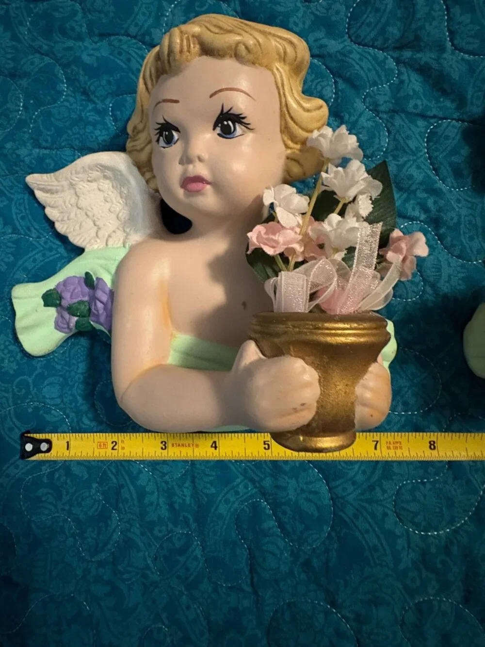 Vintage Pair of Bisque Cherub Angels Ceramic Figurine Wall Decor